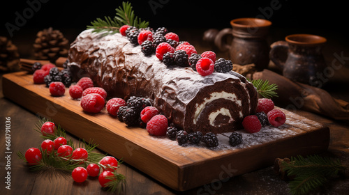 traditional christmas dessert christmas log