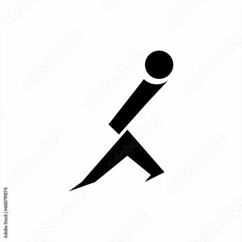 Unique simple running person icon logo design.