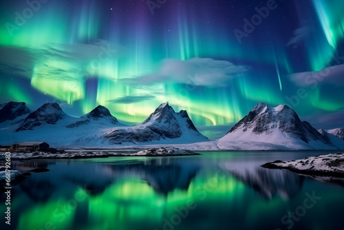 Northern lights, starry sky with polar lights © Enigma
