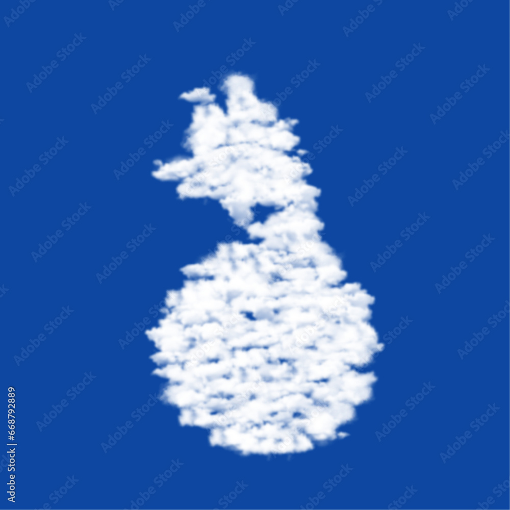 Clouds in the shape of a bomb symbol on a blue sky background. A symbol consisting of clouds in the center. Vector illustration on blue background Clouds in the shape of a bomb symbol on a blue sky background. A symbol consisting of clouds in the center. Vector illustration on blue background