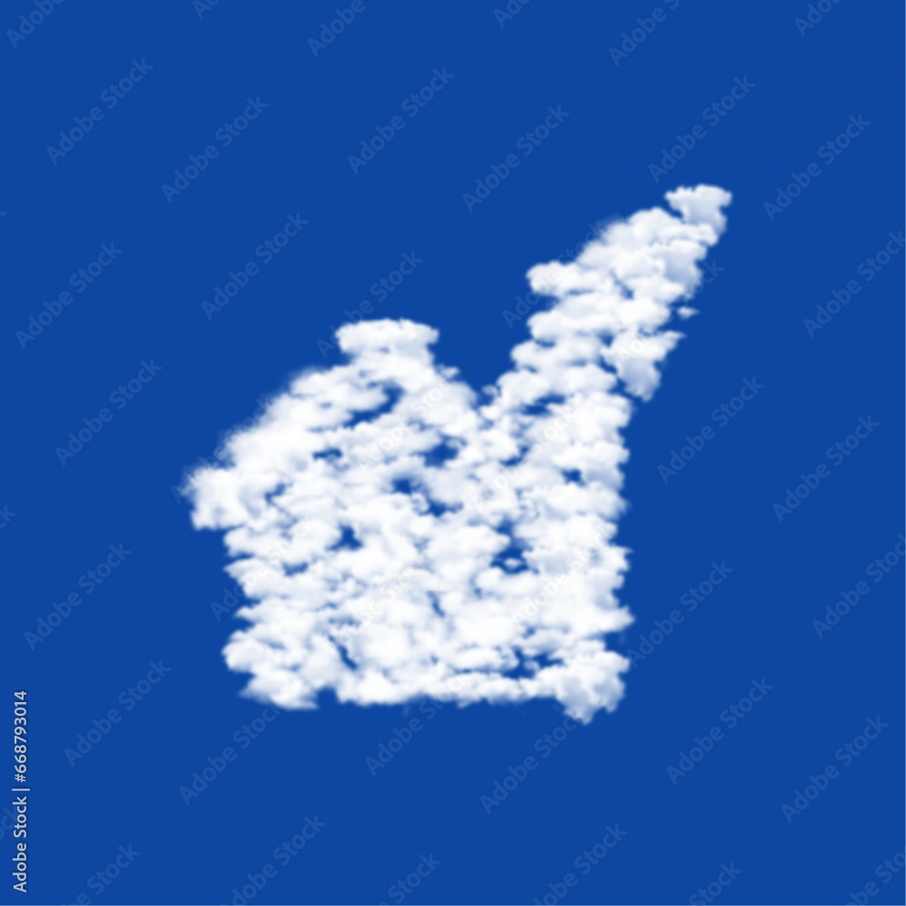 Clouds in the shape of a chart up symbol on a blue sky background. A symbol consisting of clouds in the center. Vector illustration on blue background Clouds in the shape of a chart up symbol on a blue sky background. A symbol consisting of clouds in the center. Vector illustration on blue background