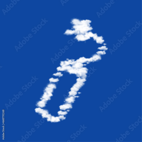 Clouds in the shape of a dynamite symbol on a blue sky background. A symbol consisting of clouds in the center. Vector illustration on blue background