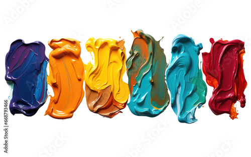 Vivid Oil Paints on Canvas on a Clear Surface or PNG Transparent Background.