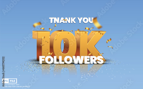 Thank you 10k social media followers and subscribers with 3d editable text vector template