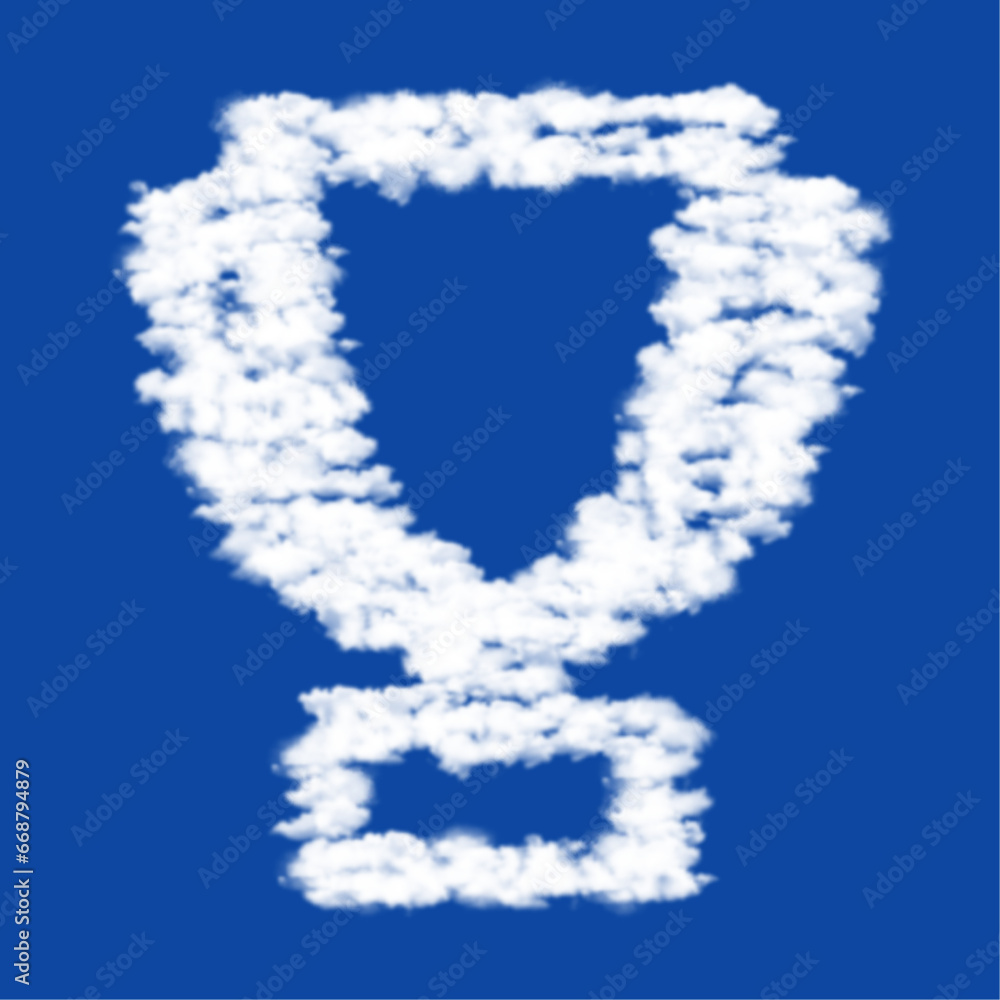 Clouds in the shape of a trophy symbol on a blue sky background. A symbol consisting of clouds in the center. Vector illustration on blue background Clouds in the shape of a trophy symbol on a blue sky background. A symbol consisting of clouds in the center. Vector illustration on blue background
