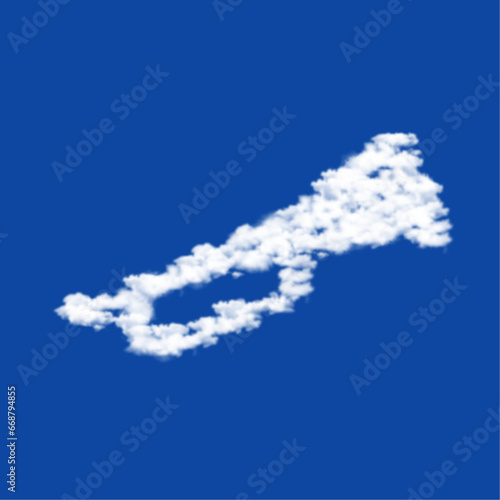 Clouds in the shape of a trumpet symbol on a blue sky background. A symbol consisting of clouds in the center. Vector illustration on blue background