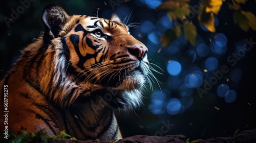 Tiger in the night forest