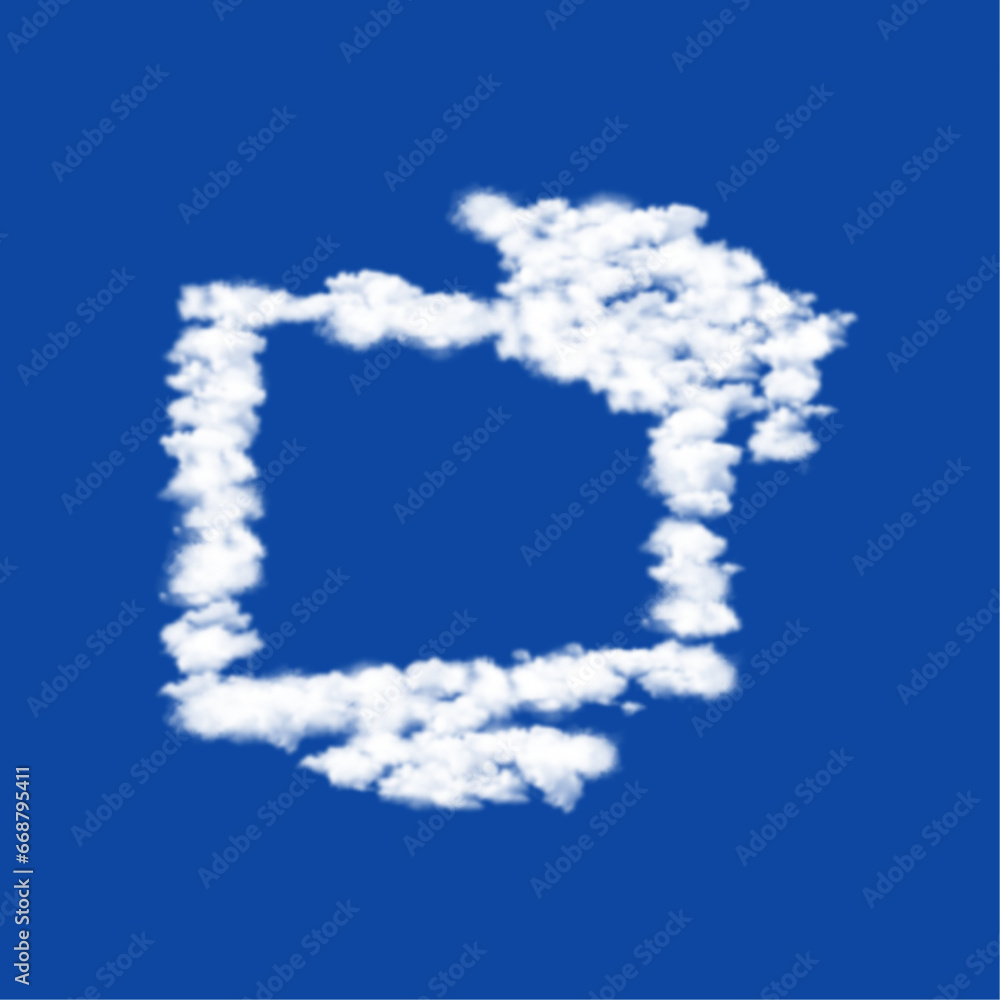 Clouds in the shape of a distance learning symbol on a blue sky background. A symbol consisting of clouds in the center. Vector illustration on blue background