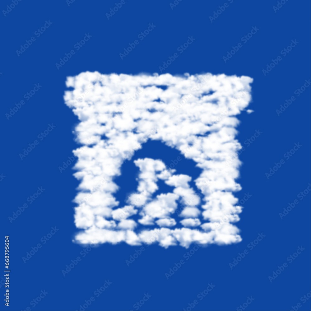 Clouds in the shape of a christmas fireplace symbol on a blue sky background. A symbol consisting of clouds in the center. Vector illustration on blue background Clouds in the shape of a christmas fireplace symbol on a blue sky background. A symbol consisting of clouds in the center. Vector illustration on blue background