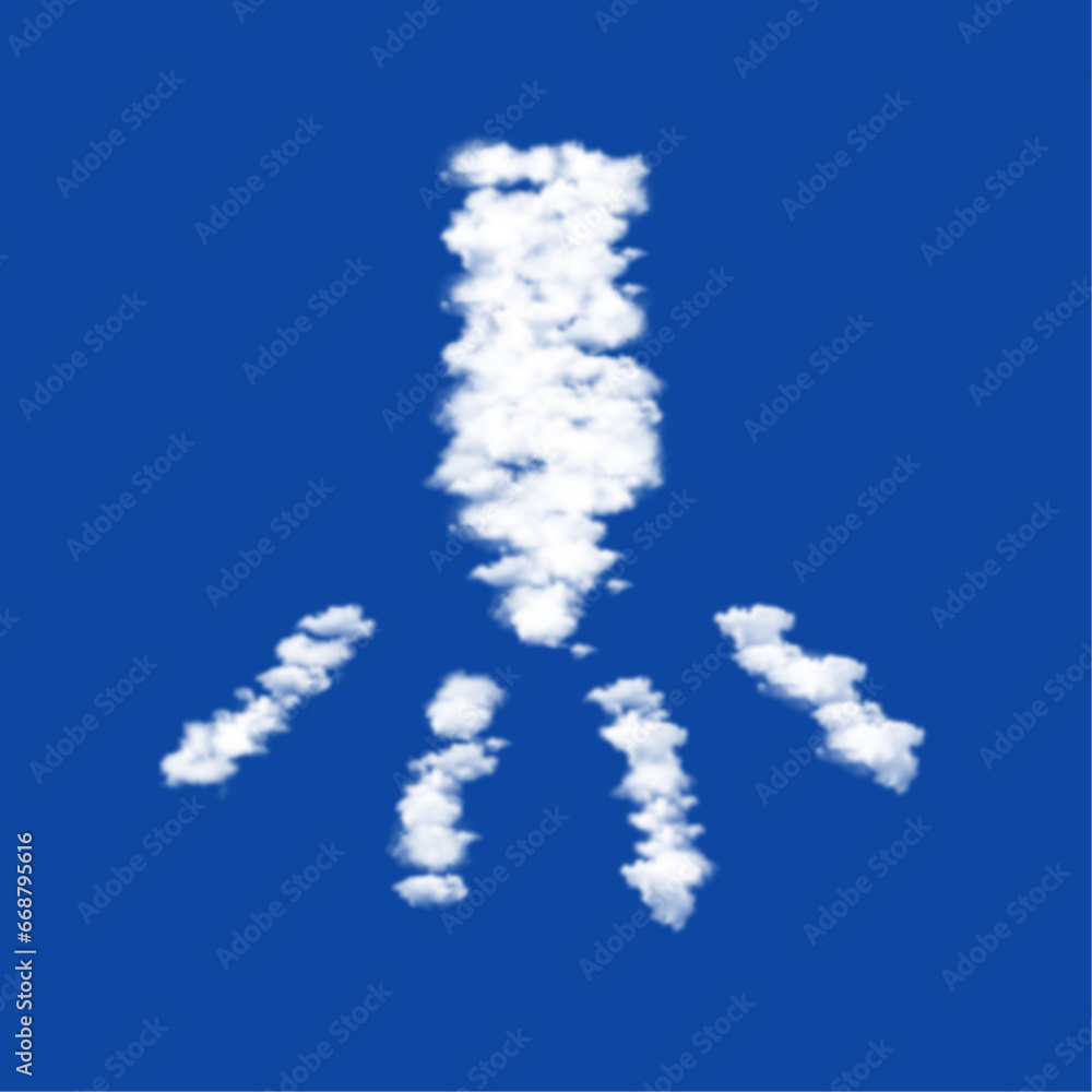 Clouds in the shape of a garland light bulb symbol on a blue sky background. A symbol consisting of clouds in the center. Vector illustration on blue background Clouds in the shape of a garland light bulb symbol on a blue sky background. A symbol consisting of clouds in the center. Vector illustration on blue background