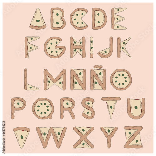 hand drawn alphabet, Pizza, Pizza napoletana, Italia, Food, Tipografía