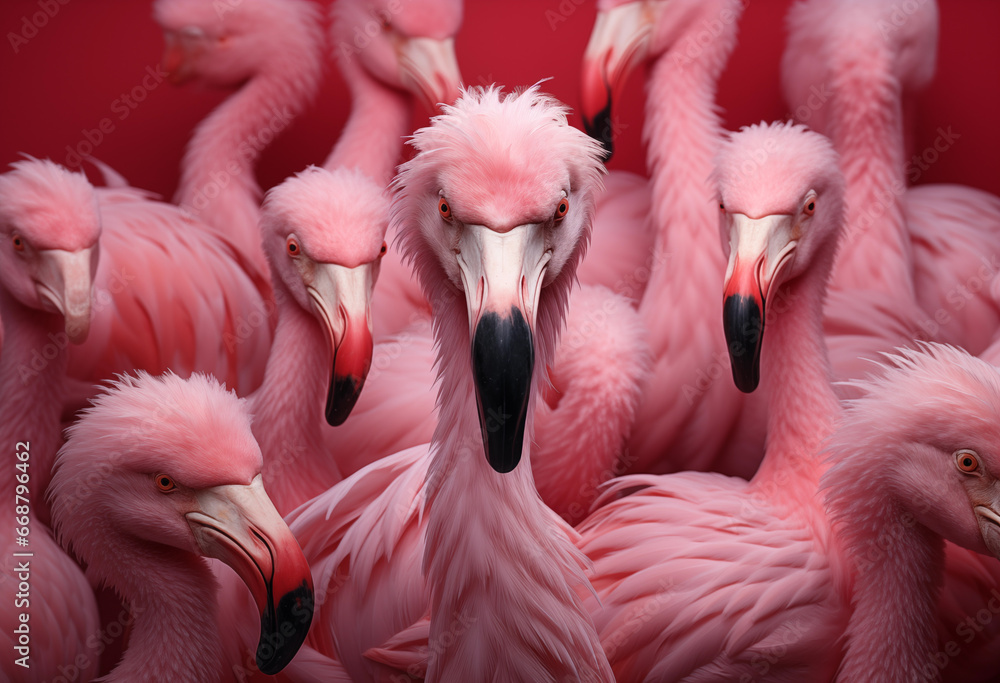 Naklejka premium pink flamingo in the zoo ,closeup