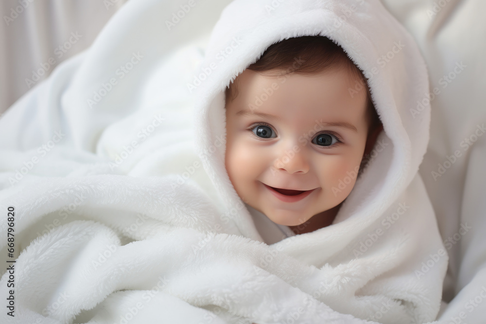 Cute Baby in Soft Blanket: Perfect for Ads Cute Baby in Soft Blanket: Perfect for Ads