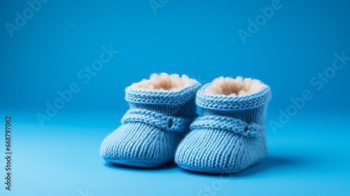 baby booties on a blue background.