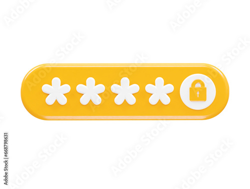 Password icon rendering illustration 3d element