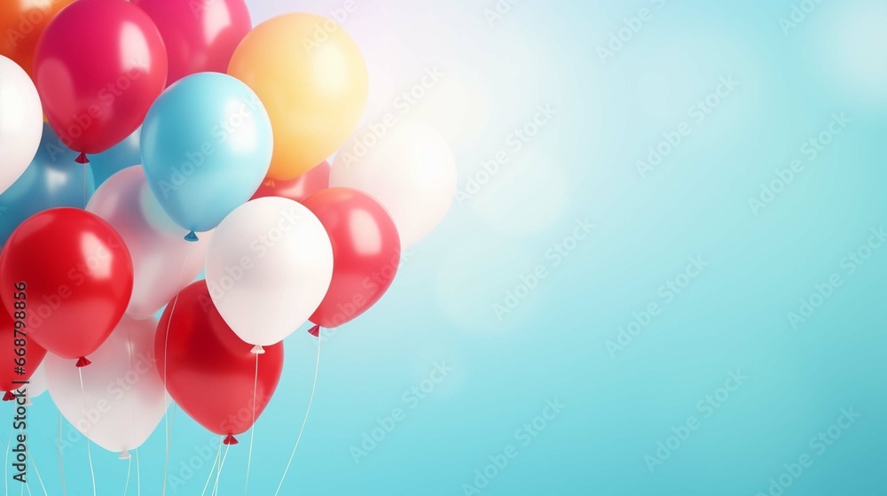 colorful balloons isolated on blue background