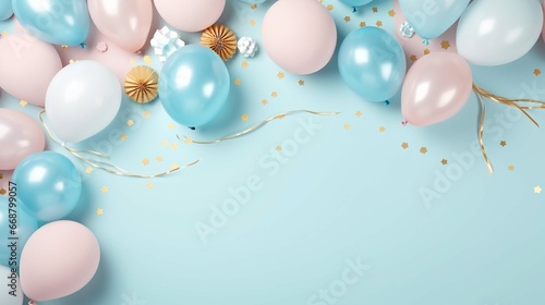 Color Glossy Happy Birthday Balloons Banner Background