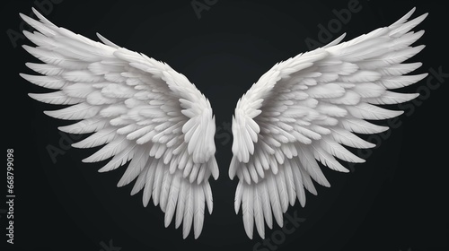 Silver angel wings on a black background