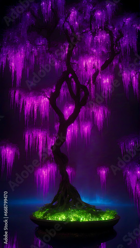 glowing purple mystery alien plant tree