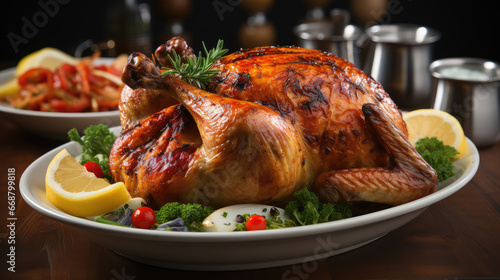 Turkey chicken roast prepare for dinner on thanksgiving day.