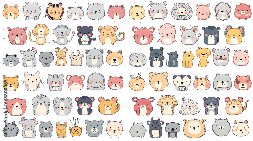 Cartoon clip art style of various animals for children