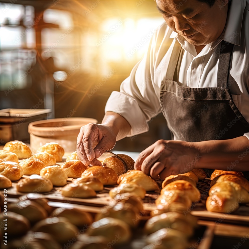 A baker creating delicious pastries. Great for stories on food, baking, careers, hotel management, gourmet and more. 