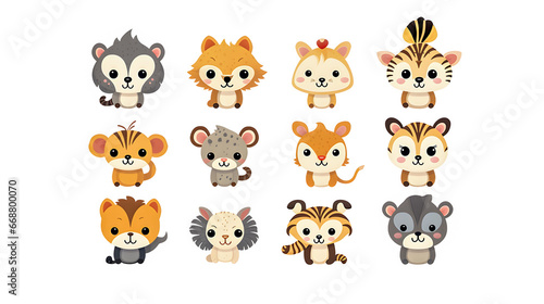 Cartoon clip art style of various animals for children