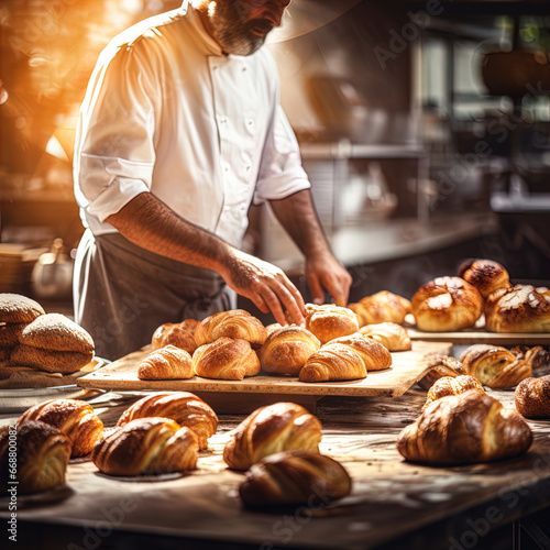 A baker creating delicious pastries. Great for stories on food, baking, careers, hotel management, gourmet and more. 