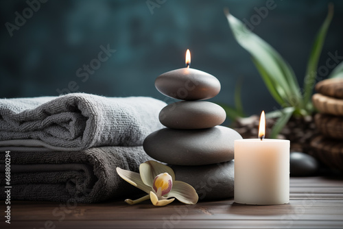 Serenity and Relaxation in a Spa Setting with Lotus Flowers and Coastal Stones