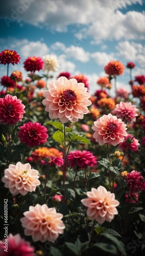 Vibrant Dahlia Delight  A Field of Colorful Blooms