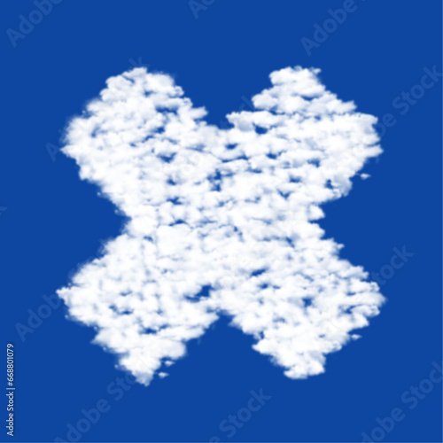 Clouds in the shape of a adhesive plaster symbol on a blue sky background. A symbol consisting of clouds in the center. Vector illustration on blue background