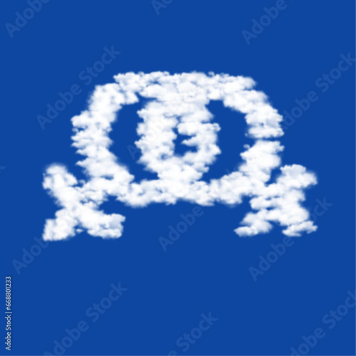 Clouds in the shape of a lesbian symbol on a blue sky background. A symbol consisting of clouds in the center. Vector illustration on blue background