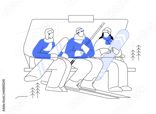 Ski lift isolated cartoon vector illustrations.