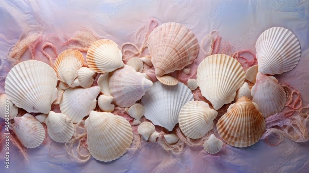 background of a variety of beautiful seashells.