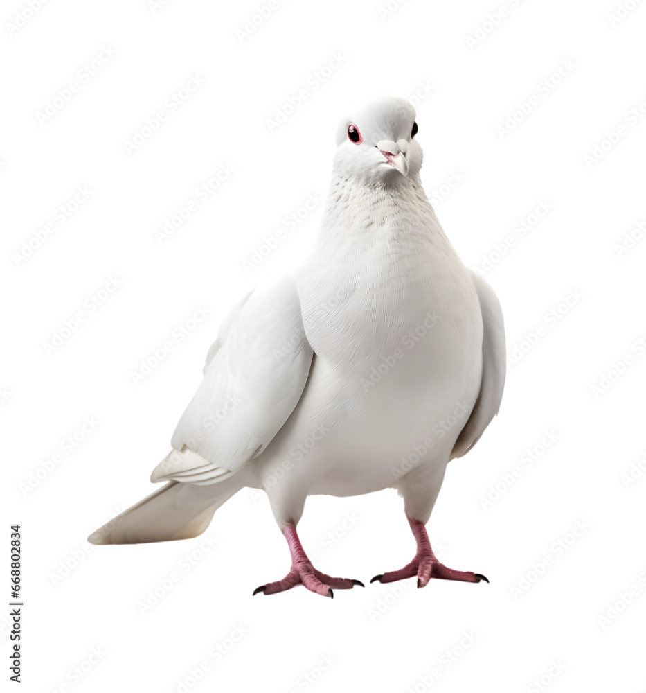 white dove front view isolated on a transparent background. Generative AI white dove front view isolated on a transparent background. Generative AI