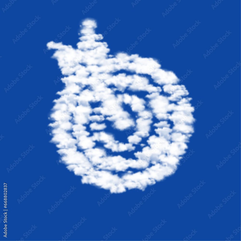 Naklejka premium Clouds in the shape of a goal symbol on a blue sky background. A symbol consisting of clouds in the center. Vector illustration on blue background