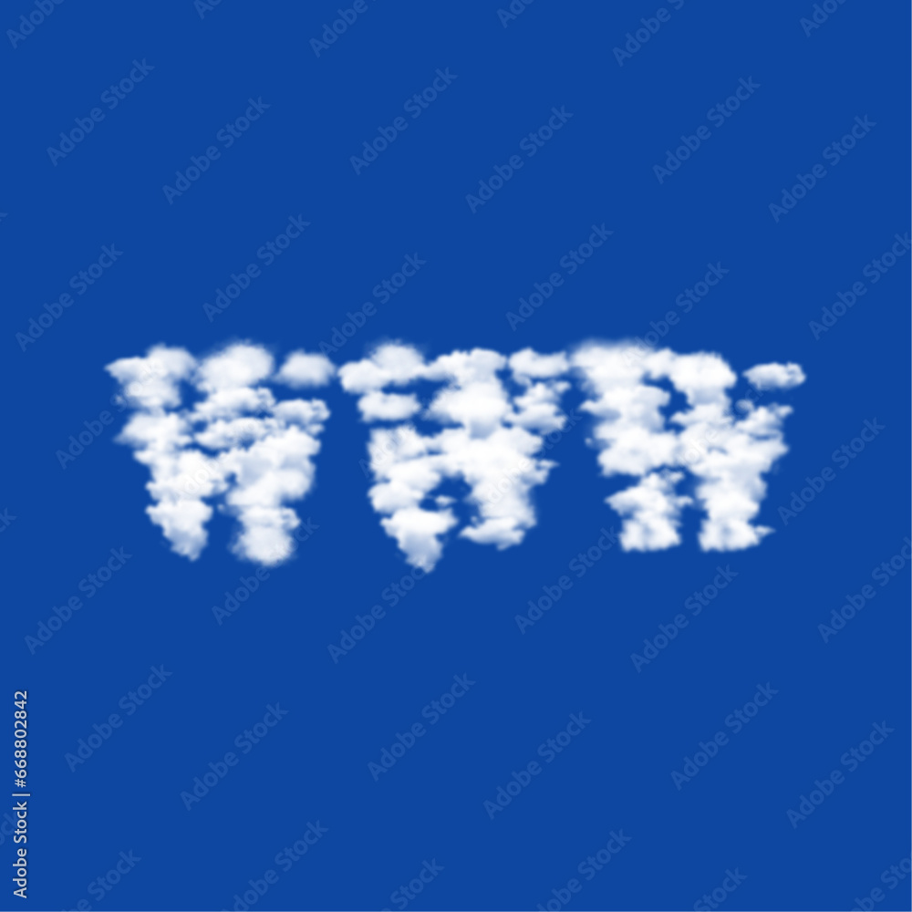Fototapeta premium Clouds in the shape of a www symbol on a blue sky background. A symbol consisting of clouds in the center. Vector illustration on blue background