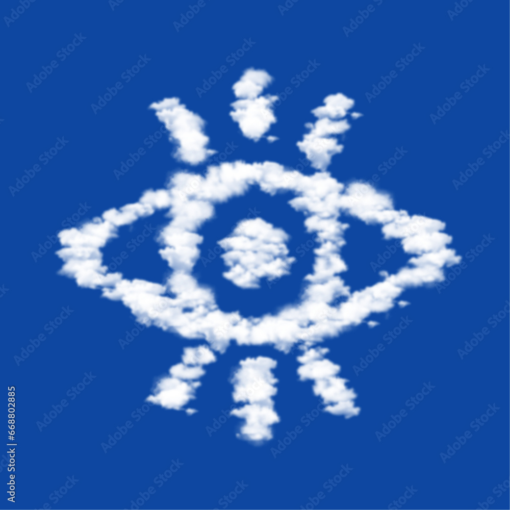 Clouds in the shape of a vision symbol on a blue sky background. A symbol consisting of clouds in the center. Vector illustration on blue background Clouds in the shape of a vision symbol on a blue sky background. A symbol consisting of clouds in the center. Vector illustration on blue background