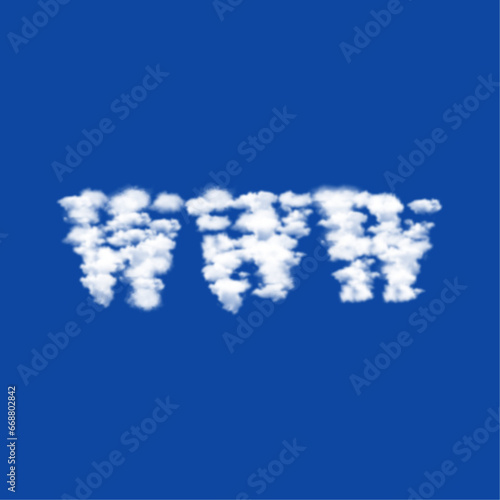 Clouds in the shape of a www symbol on a blue sky background. A symbol consisting of clouds in the center. Vector illustration on blue background