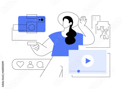 Filming with smartphone isolated cartoon vector illustrations.
