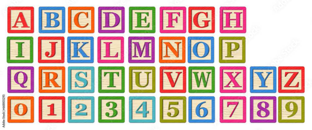 Colorful Wooden Blocks Alphabet Colorful Wooden Blocks Alphabet