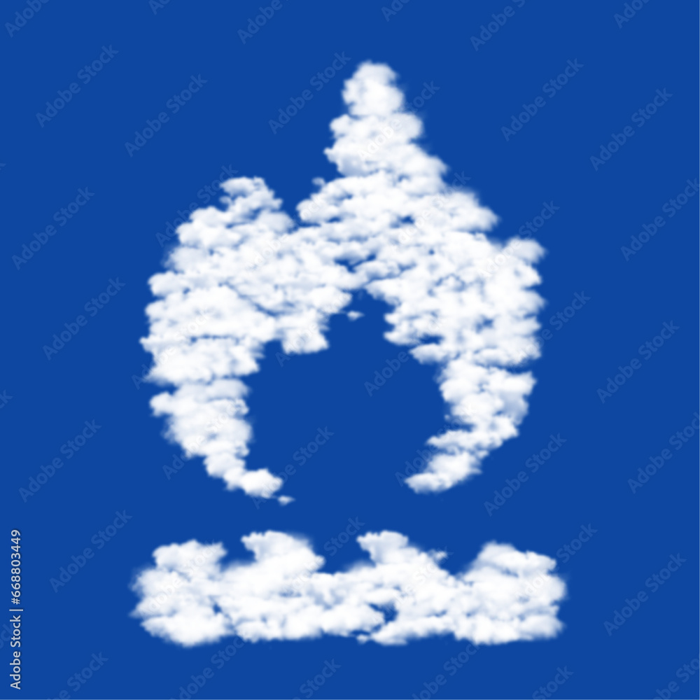 Clouds in the shape of a gas symbol on a blue sky background. A symbol consisting of clouds in the center. Vector illustration on blue background