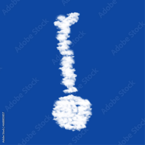 Clouds in the shape of a gyroscooter on a blue sky background. A symbol consisting of clouds in the center. Vector illustration on blue background