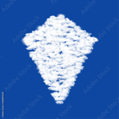 Clouds in the shape of a kite symbol on a blue sky background. A symbol consisting of clouds in the center. Vector illustration on blue background