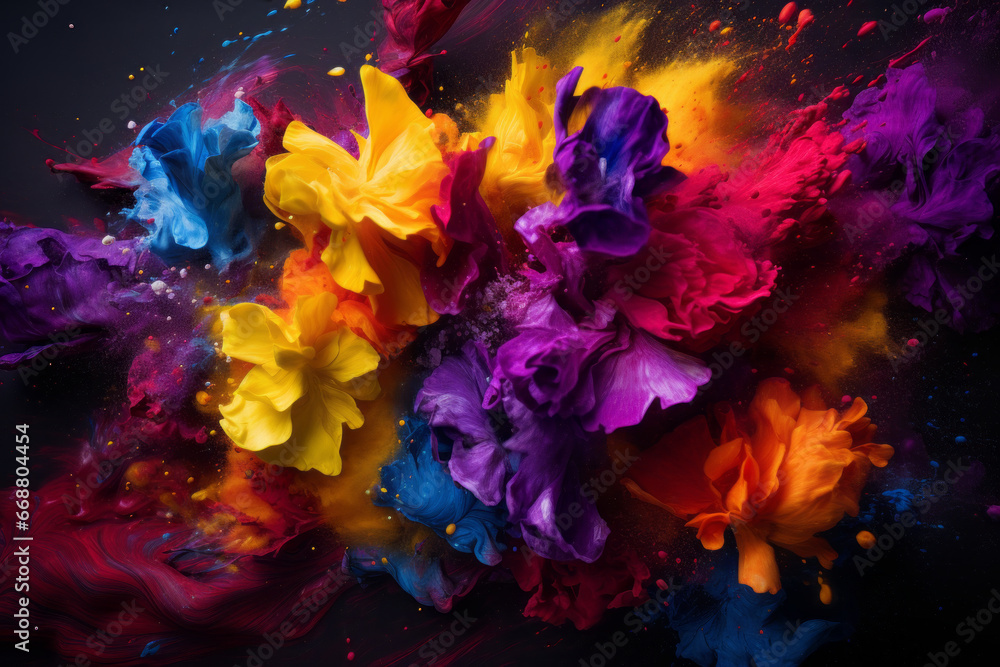 Splash of color paint, Colorful ink explosion background.