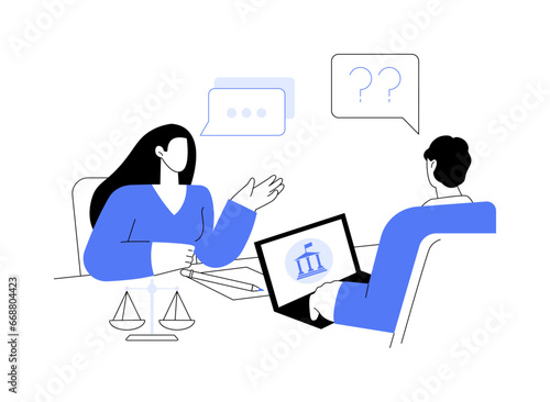 Pass immigration interview abstract concept vector illustration.