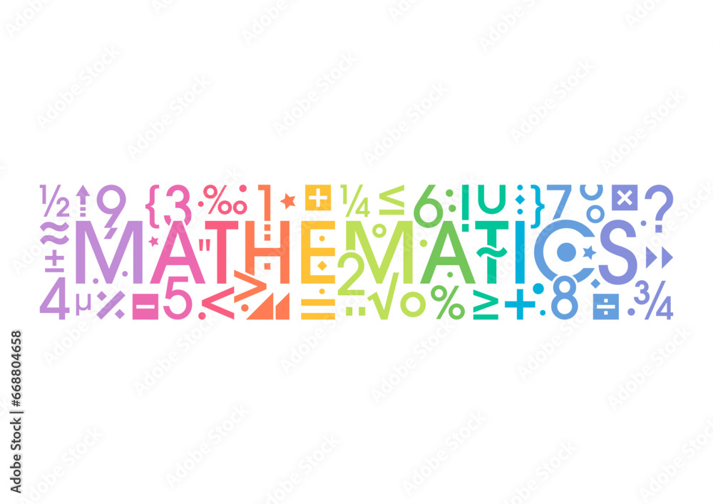 mathematics symbols and mathematics word. math concept. math concept for education, university, academy mathematics symbols and mathematics word. math concept. math concept for education, university, academy