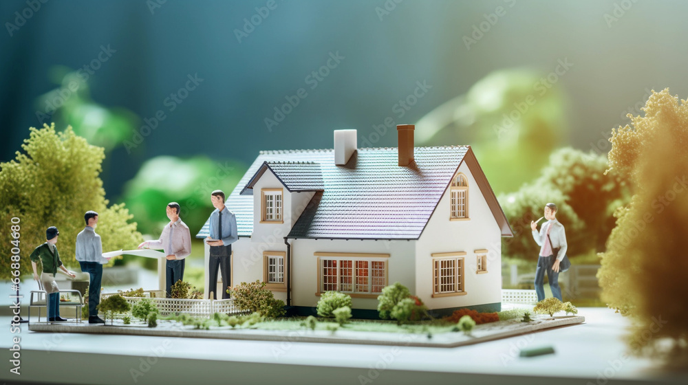 house model of modern home, planned project, real estate agent or engineering showcase house model of modern home, planned project, real estate agent or engineering showcase