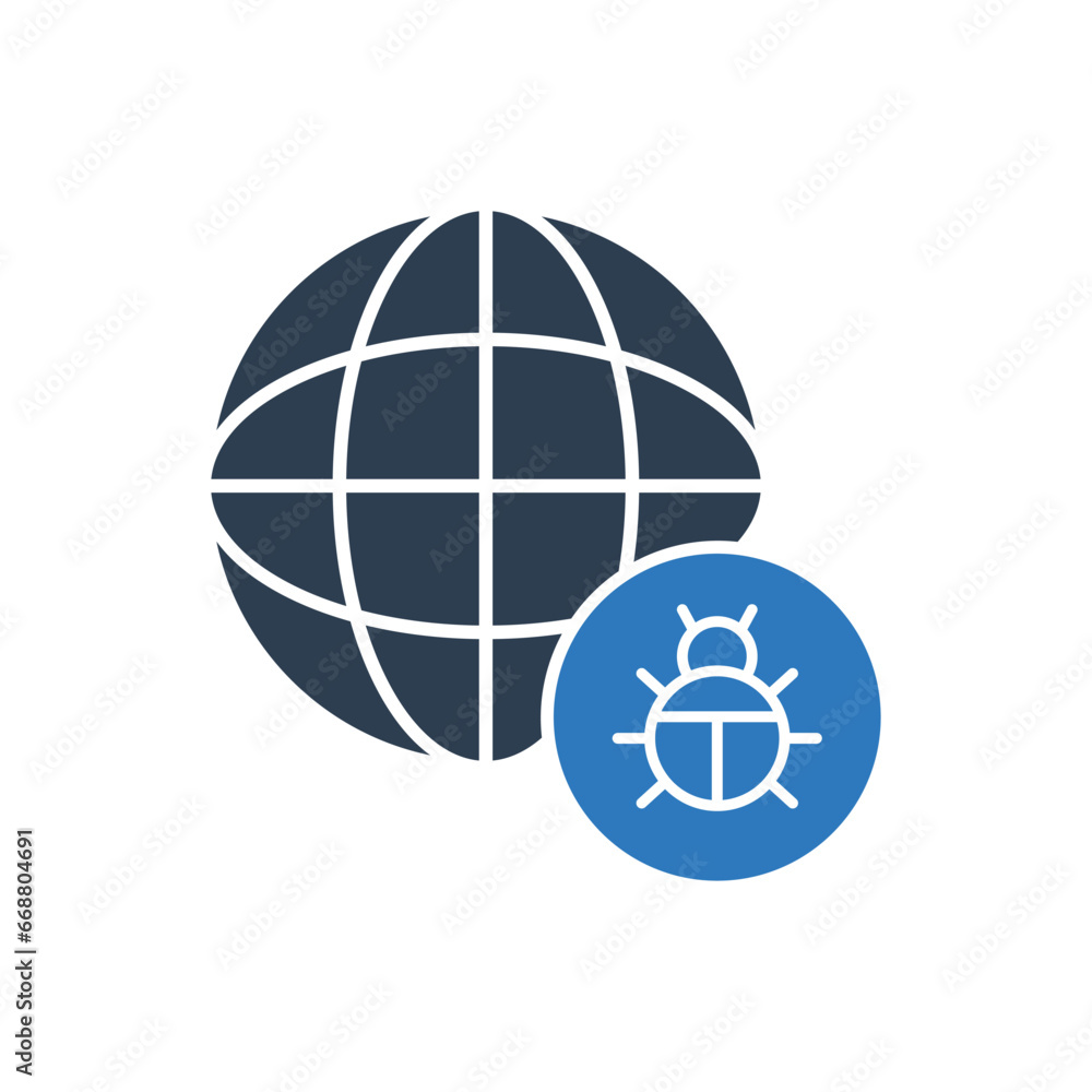 Virus Infected Internet Icon - Malware Icon Virus Infected Internet Icon - Malware Icon