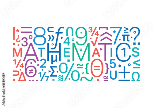 mathematics vs mathematical symbols. colorful mathematics background. mathematics concept. education, science, business world mathematics concept